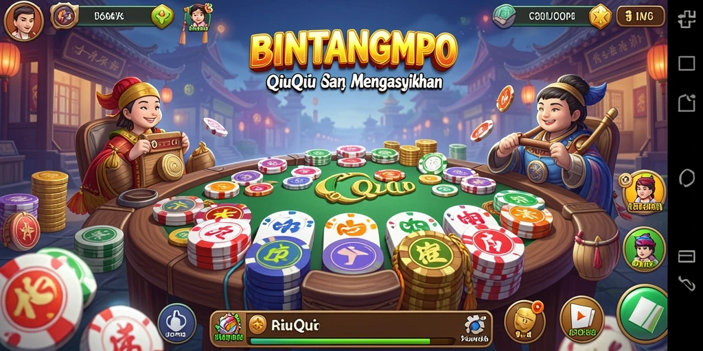 Tampilan gameplay seru dalam BINTANGMPO menampilkan kartu QiuQiu yang menantang.