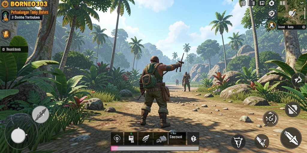 Tampilan gameplay <strong>BORNEO303</strong> yang memukau dalam dunia terbuka.