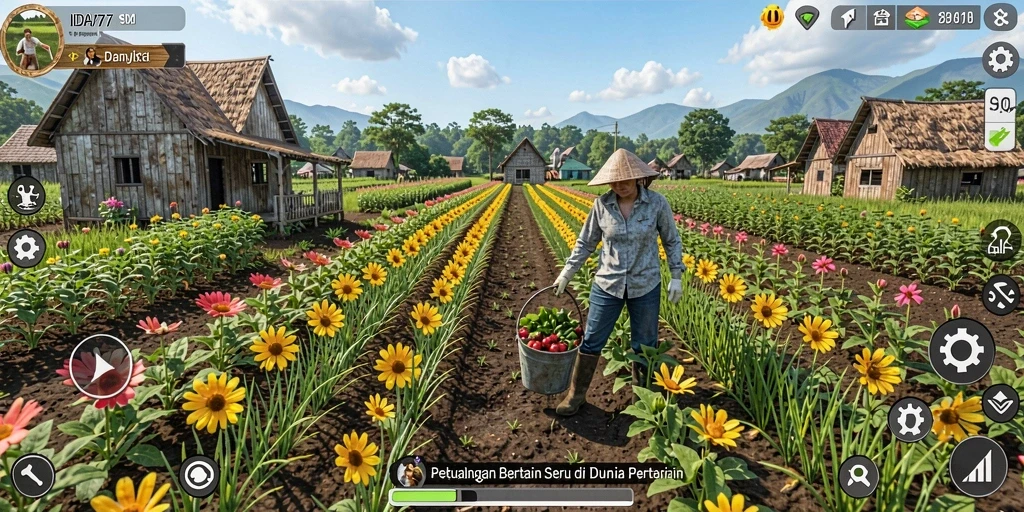 Tangkapan layar gameplay seru di IDA777 menunjukkan kegiatan bertani yang menyenangkan.