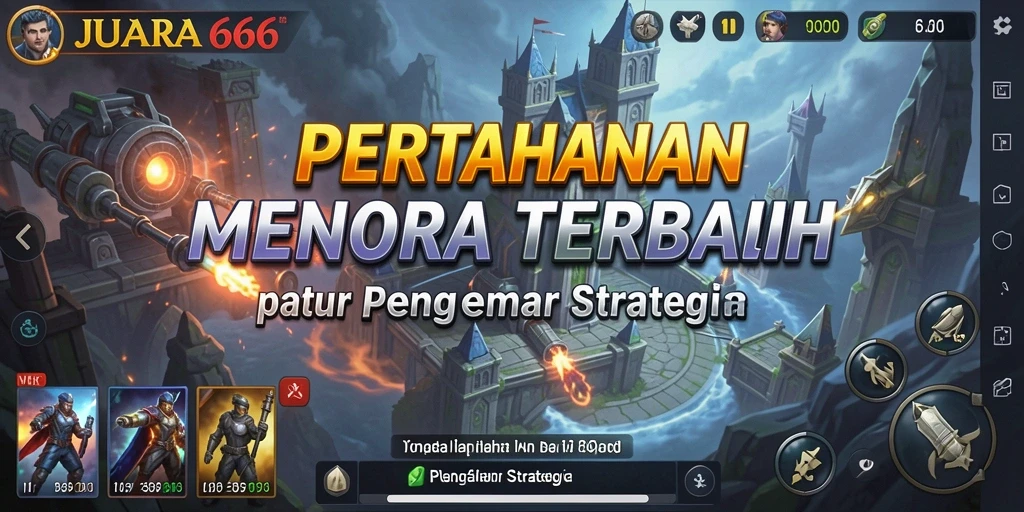 Tangkapan layar menunjukkan aksi seru dalam JUARA666 dengan gameplay Tower Defense.
