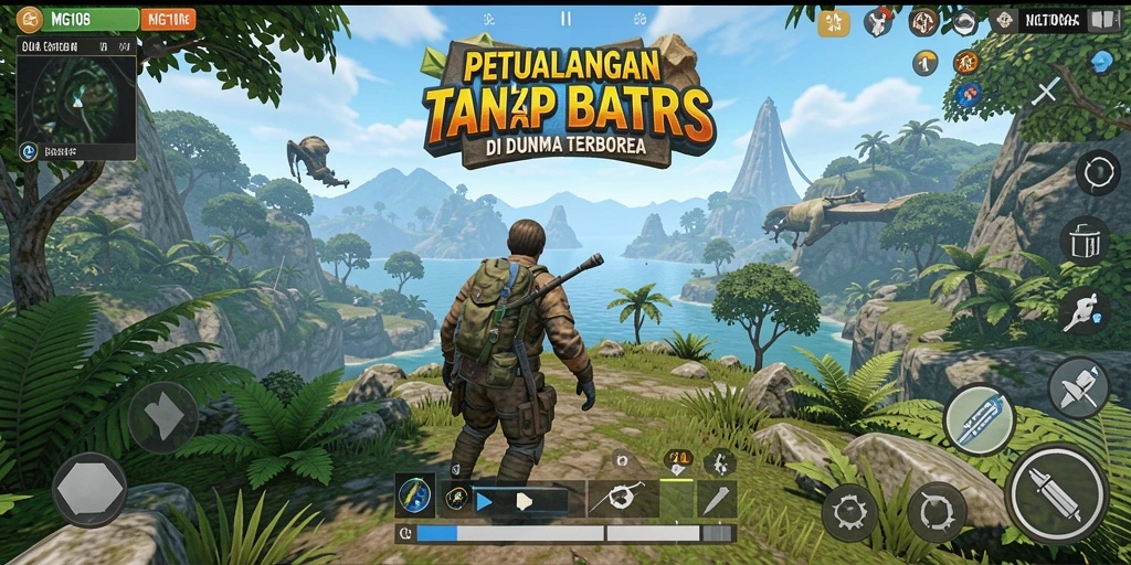 Tangkapan layar gameplay MG108 yang menampilkan dunia terbuka yang luas.