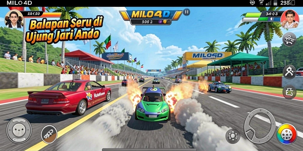 Tampilan seru dari gameplay balapan di MILO4D.