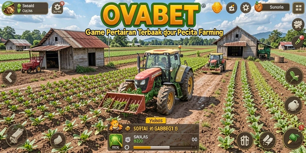 Tangkapan layar gameplay OVABET menampilkan aktivitas bertani yang menyenangkan.