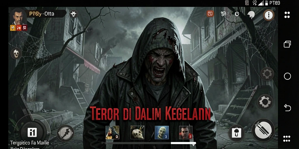 Screenshot gameplay PT89 menunjukkan suasana mencekam saat menjelajahi tempat angker.