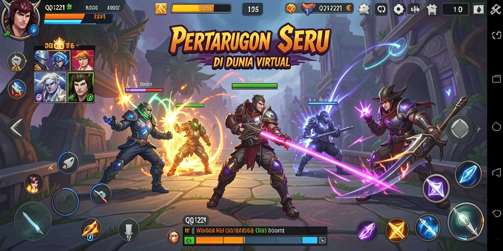 Gameplay pertarungan seru dan dinamis di QQ1221.