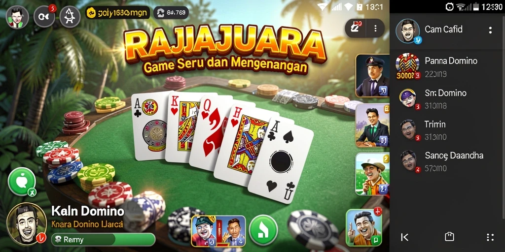 Screenshot gameplay RAJAJUARA menampilkan suasana permainan Domino yang seru.