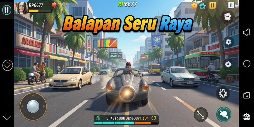 Gameplay balap seru dengan grafik tinggi di RP6677.