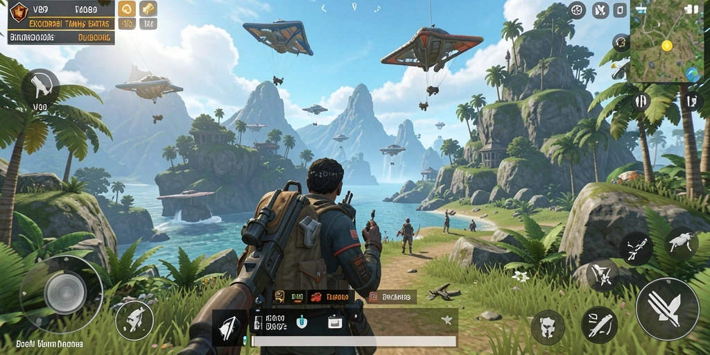 Tampilan gameplay V89 dengan eksplorasi dunia terbuka yang luas